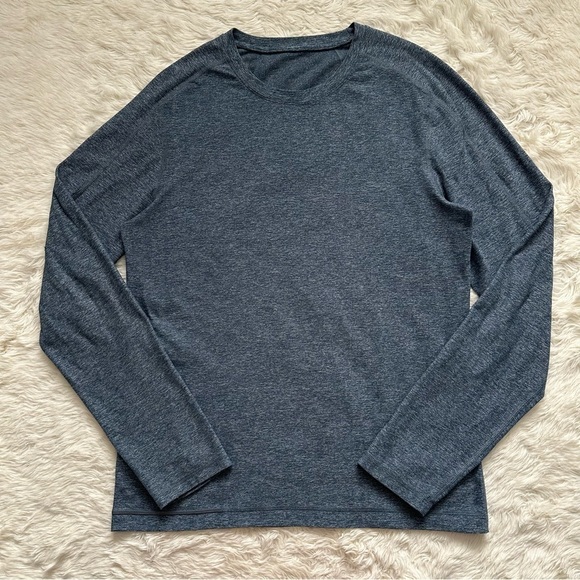 Lululemon Top Long Sleeve Crewneck Heathered Blue - Picture 1 of 10